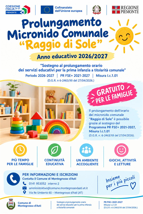 Prolungamento orario del Micronido Comunale â€œRaggio di Soleâ€